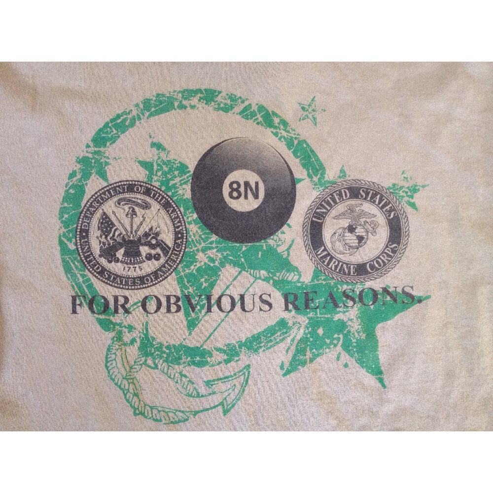 USMC Marine Corps Army 8N for Obvious Reasons Military OD Green Cotton T-Shirt M